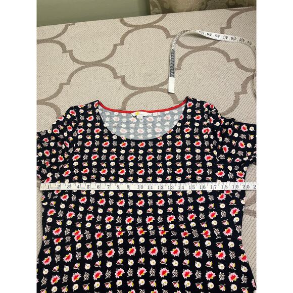Boden Miriam Jersey Tunic Dress, black floral pattern,bell sleeves, size 14 long - Picture 5 of 11